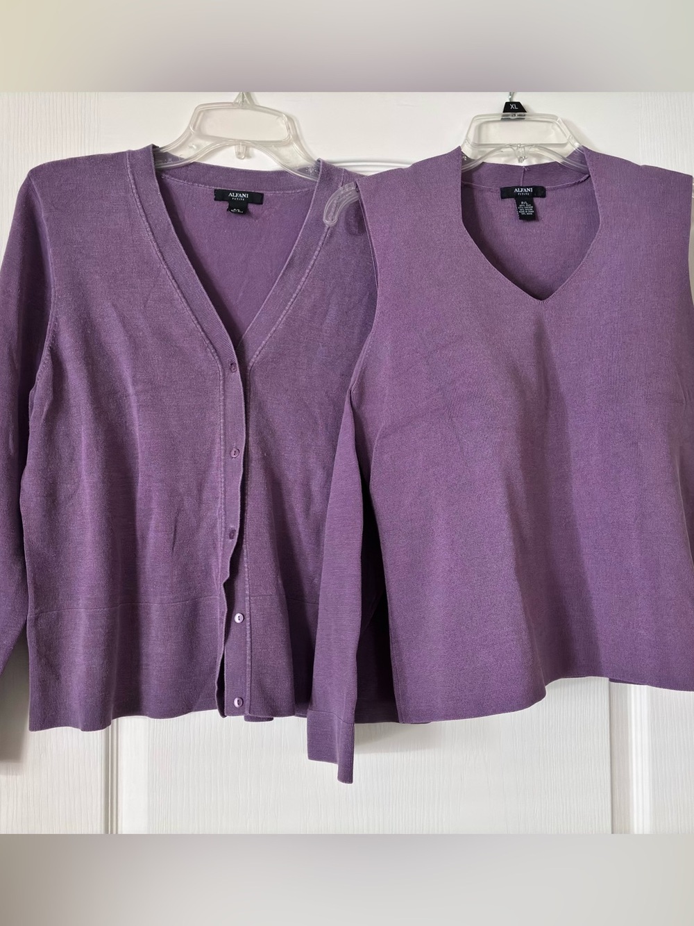 Alfani Petite Lavender 75% Silk Blend Twin Set Cardigan & Tank Top Set Size P/L